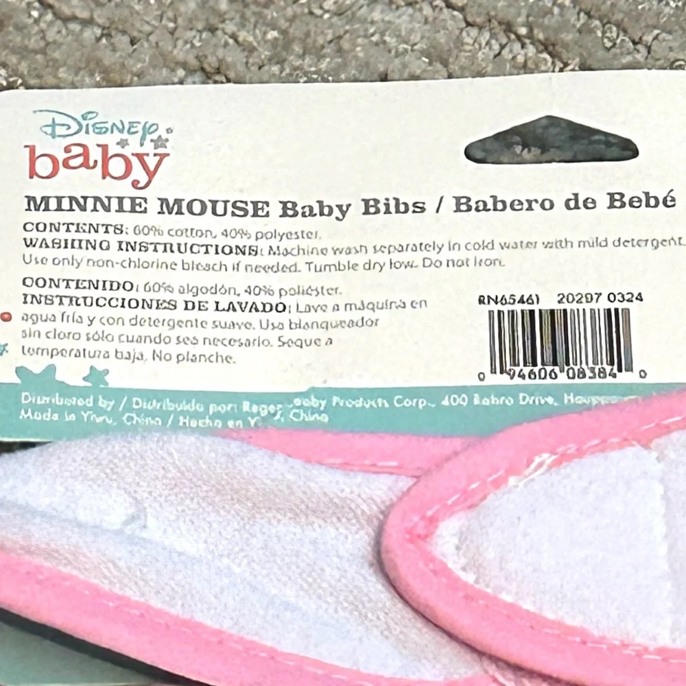 Disney Baby Minnie Mouse 3 PK Bib Set and 2 Sippie 10oz. Cups. NWT